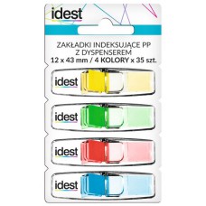 Zakładki indeksujące z dyspenserem folia 12x43 4kol. IDEST