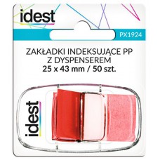 Zakładki indeksujące z dyspenserem folia 25x43 IDEST czerwone