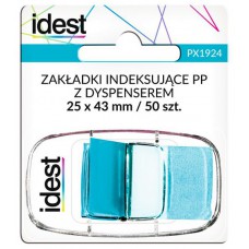 Zakładki indeksujące z dyspenserem folia 25x43 IDEST niebieskie