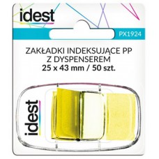 Zakładki indeksujące z dyspenserem folia 25x43 IDEST żółte