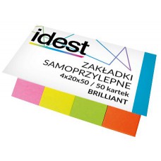 Zakładki indeksujące papier 20x50 4kol. IDEST Brilliant